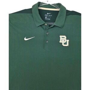 Baylor Bears Polo Shirt Mens Large Green NCAA Football Nike Dri-FIT Golf